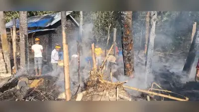 आग से पांच घर जले, लाखों का नुकसान