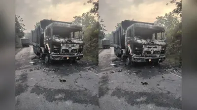 लातेहार में उग्रवादियों ने मचाया तांडव, 5 हाईवा को किया आग के हवाले, देखें वीडियो