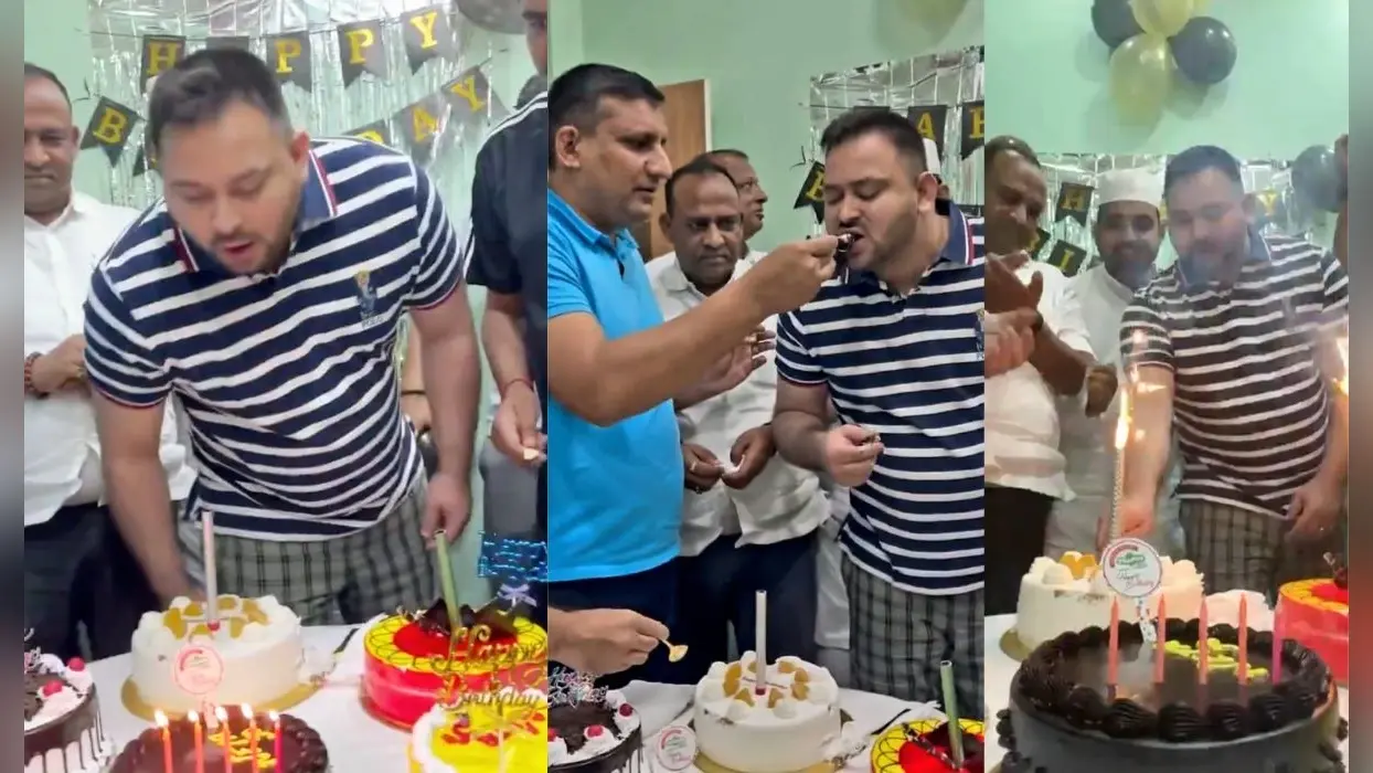 35 साल के हुए तेजस्वी यादव, गया में केक काटकर किया सेलिब्रेट, तेजप्रताप ने कुछ इस अंदाज में दी बधाई