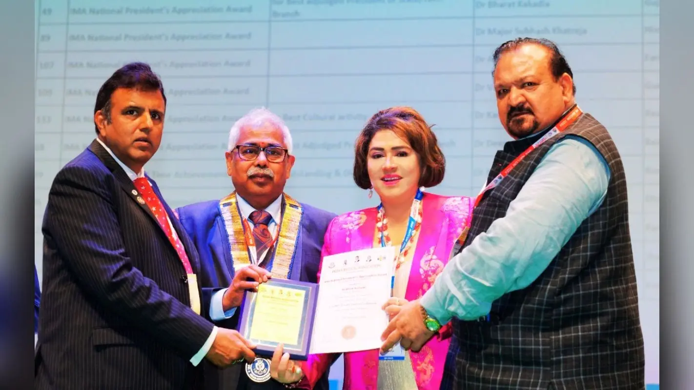बेस्ट सोशल एक्टिविटी के लिए झारखंड की डॉ भारती कश्यप को आईएमए नेशनल प्रेसिडेंट्स एप्रीसिएशन अवार्ड