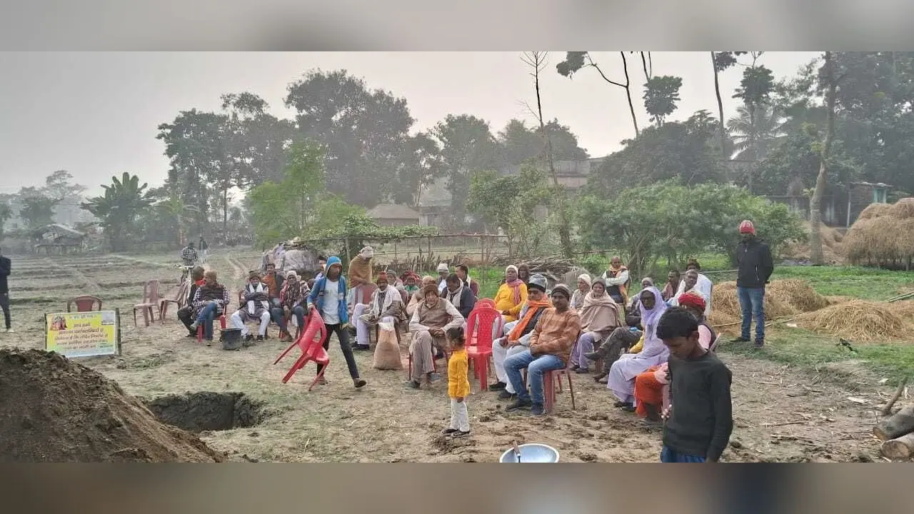 हनुमान मंदिर निर्माण को लेकर किया गया भूमि पूजन