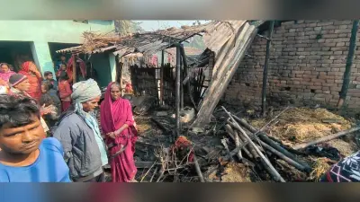 बुढ़ावे में घर में लगी आग, चार बकरी सहित लाखों की संपत्ति खाक