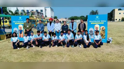 Triathlon: सलूजा गोल्ड इंटरनेशनल स्कूल में ट्रायथलॉन प्रतियोगिता का आयोजन