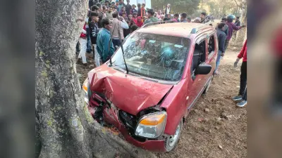 पेड़ से टकराई तेज रफ्तार कार, महिला समेत तीन घायल