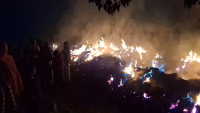 14 बीघा के धान के ढेर में लगा दी आग, आरोपित युवक गिरफ्तार