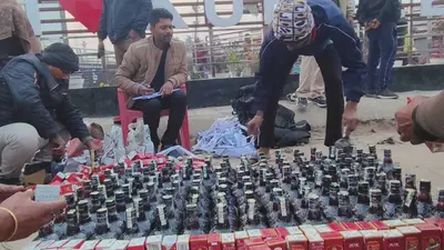पुलिस ने बस से उतरे युवकों के बैग से 142 लीटर शराब किया बरामद