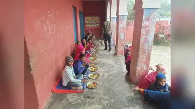 उत्क्रमित मध्य विद्यालय गेंगराही में तिथि भोजन का हुआ आयोजन