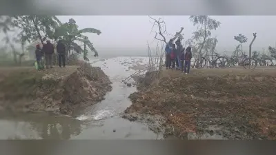 इटहरी नहर टूटने से सैकड़ों एकड़ गेहूं व मक्के की फसल बर्बाद