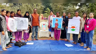 पेंटिंग प्रतियोगिता में सृष्टि प्रथम, ईशा व शबनम को मिला द्वितीय स्थान