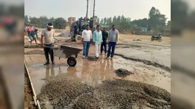 मनरेगा योजना से खेल मैदान का हो रहा निर्माण
