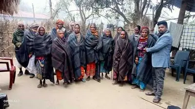 असहाय ग्रामीणों के बीच किया गया कंबल वितरण