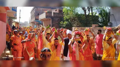 Giridih News :धरती मंडप प्राण प्रतिष्ठा को ले निकली कलश यात्रा