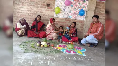 आंगनबाड़ी केंद्र पर धूमधाम से मनाया गया अन्नप्राशन दिवस
