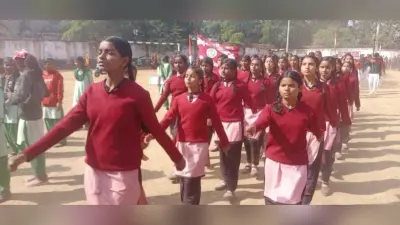 गणतंत्र दिवस की तैयारी को लेकर बच्चों ने किया पूर्वाभ्यास