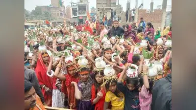 नौ दिवसीय राम कथा को लेकर निकली भव्य कलश शोभा यात्रा