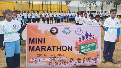 सभी के लिए शिक्षा थीम पर बच्चों ने लगायी मैराथन दौड़
