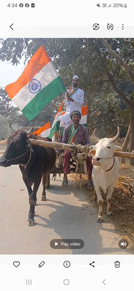 बैलगाड़ी पर सवार होकर गांधी के विचारधारा से जुड़ने का किया आह्वान