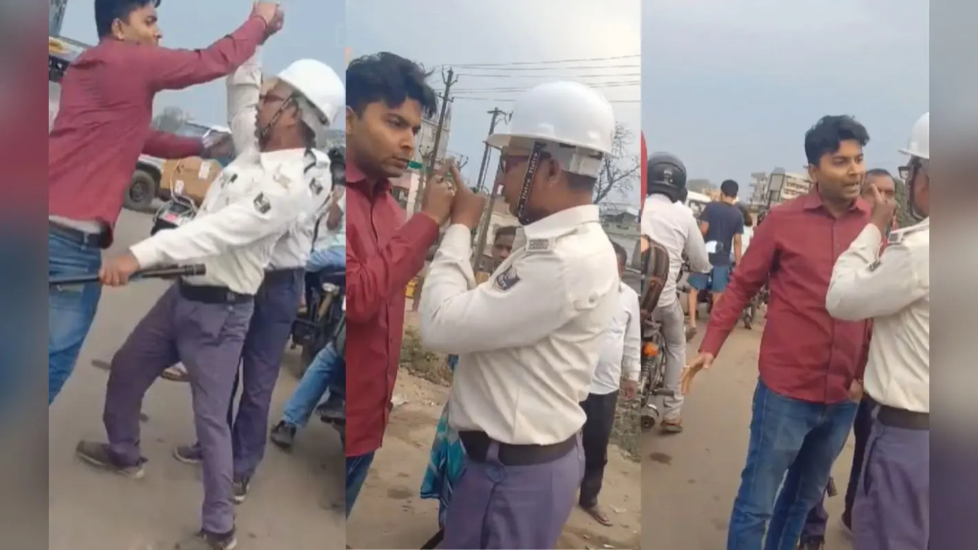 Viral Video: नियम समझाने पर ट्रैफिक पुलिस की कर दी पिटाई, हाथ भी मरोड़ा, देखें वीडियो