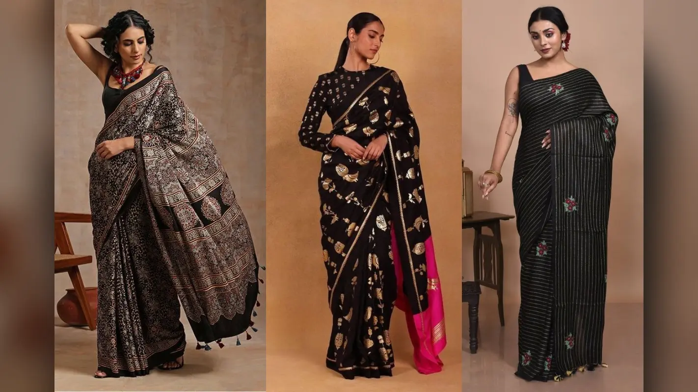 Stylish Black Saree for Bold Look: Women’s Day पर दिखना चाहती हैं बोल्ड चुनें ये स्टाइलिश ब्लैक साड़ी