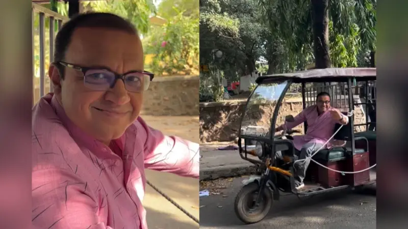 Taarak Mehta Ka Ooltah Chashmah के भिड़े बने रिक्शावाला! सड़क पर बैटरी रिक्शा चलाते हुए वीडियो वायरल