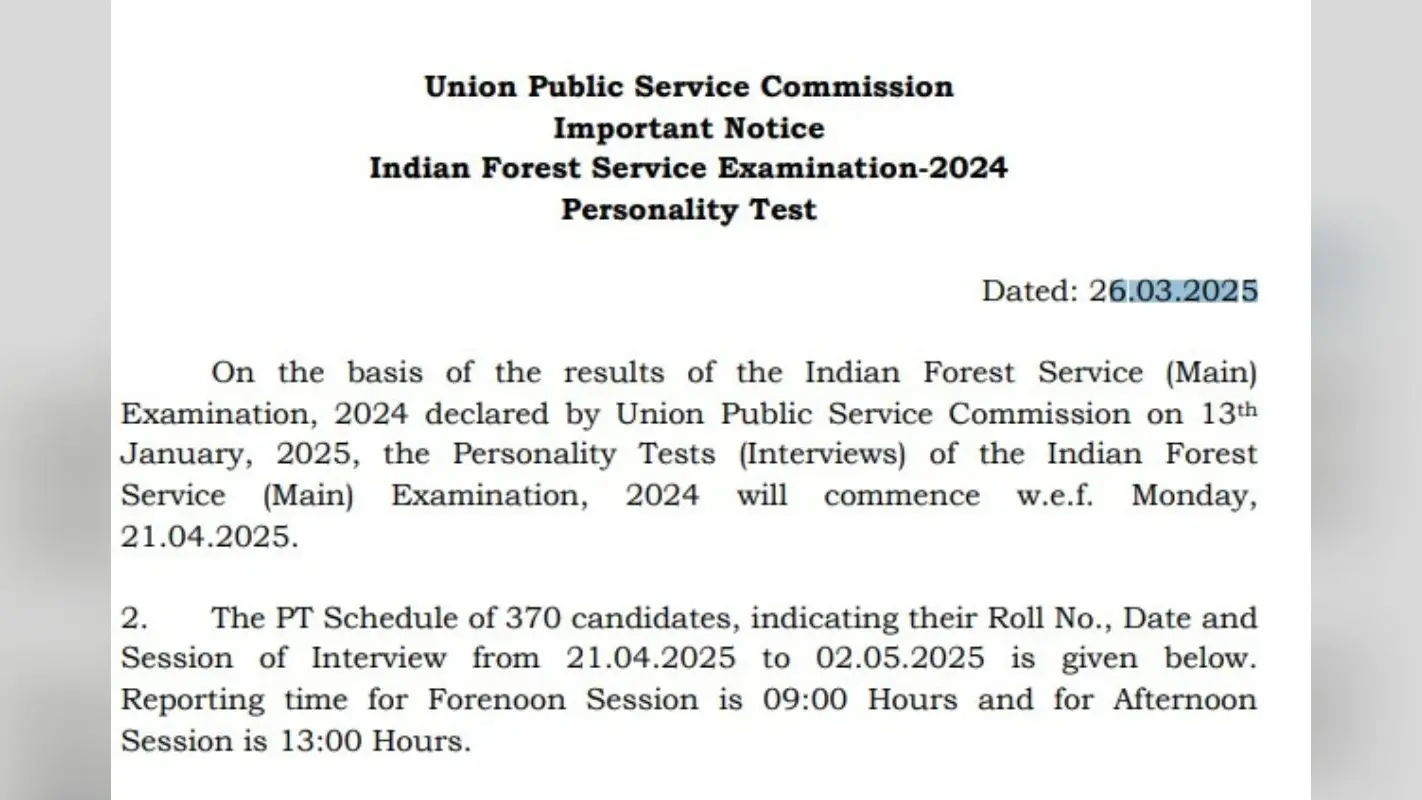 UPSC IFS Main Exam 2024: यूपीएससी आईएफएस मेंस 2024 का इंटरव्यू शेड्यूल जारी, इतने कैंडिडेट्स शॉर्टलिस्ट