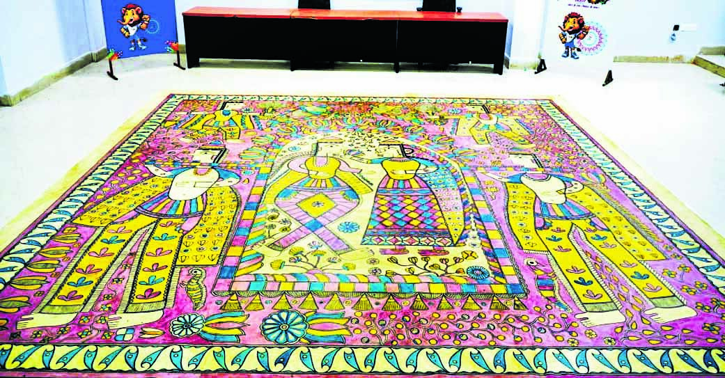 खेलो इंडिया यूथ गेम्स : प्राकृतिक रंगों से बनी है दुनिया की सबसे बड़ी मधुबनी पेंटिंग