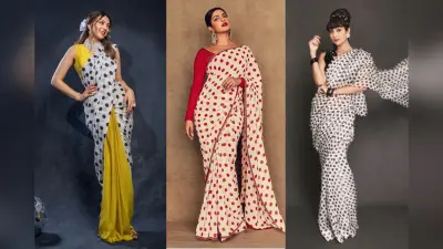 Polka Dot Saree Designs: स्टाइल में जोड़ें रेट्रो का तड़का- बॉलीवुड से इंस्पायर्ड पोल्का डॉट साड़ी डिजाइन्स