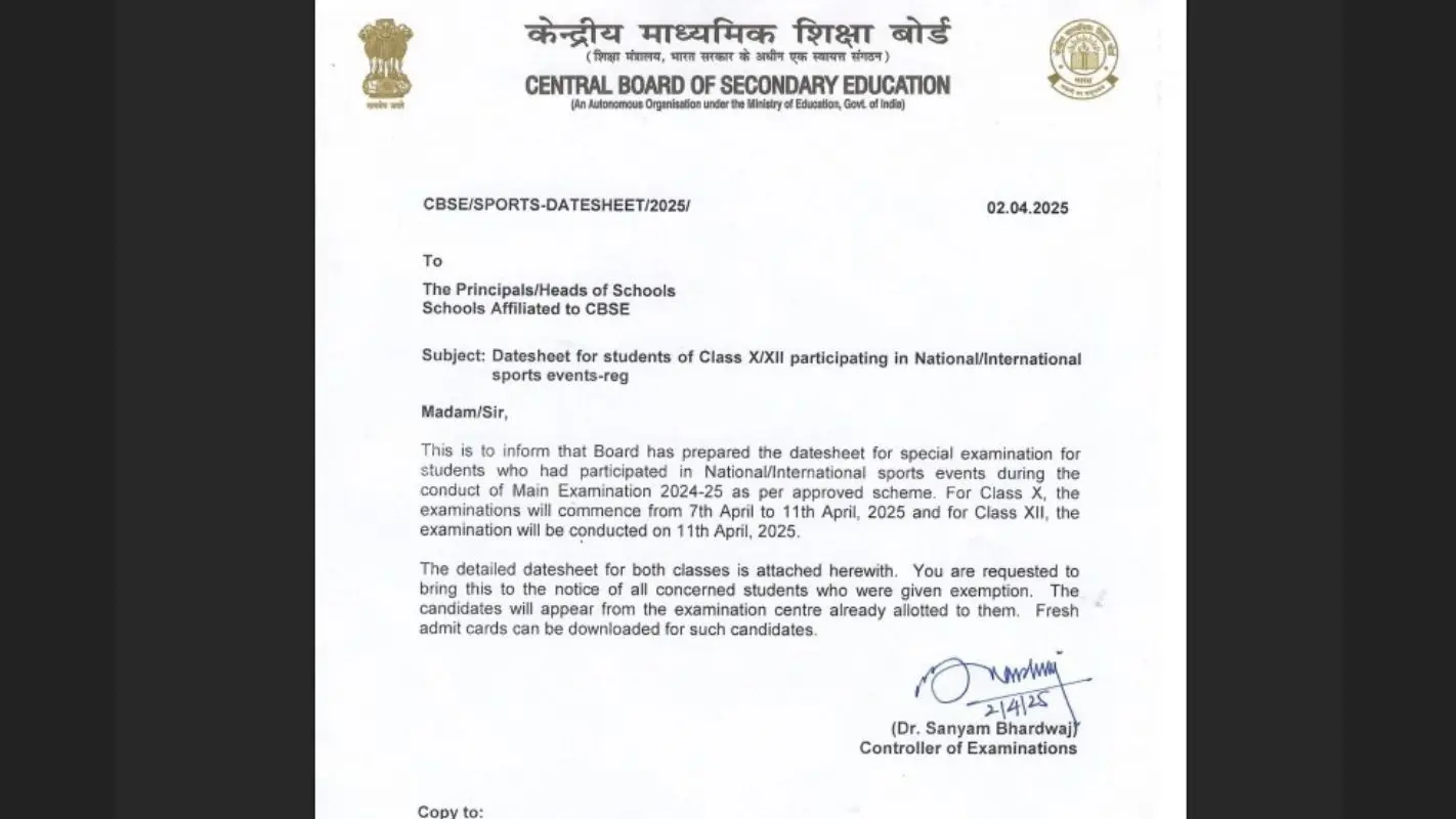 CBSE Exam 2025: सीबीएसई ने इन स्टूडेंट्स के लिए जारी की 10वीं-12वीं की नई डेटशीट, देख लें परीक्षाओं की तारीख