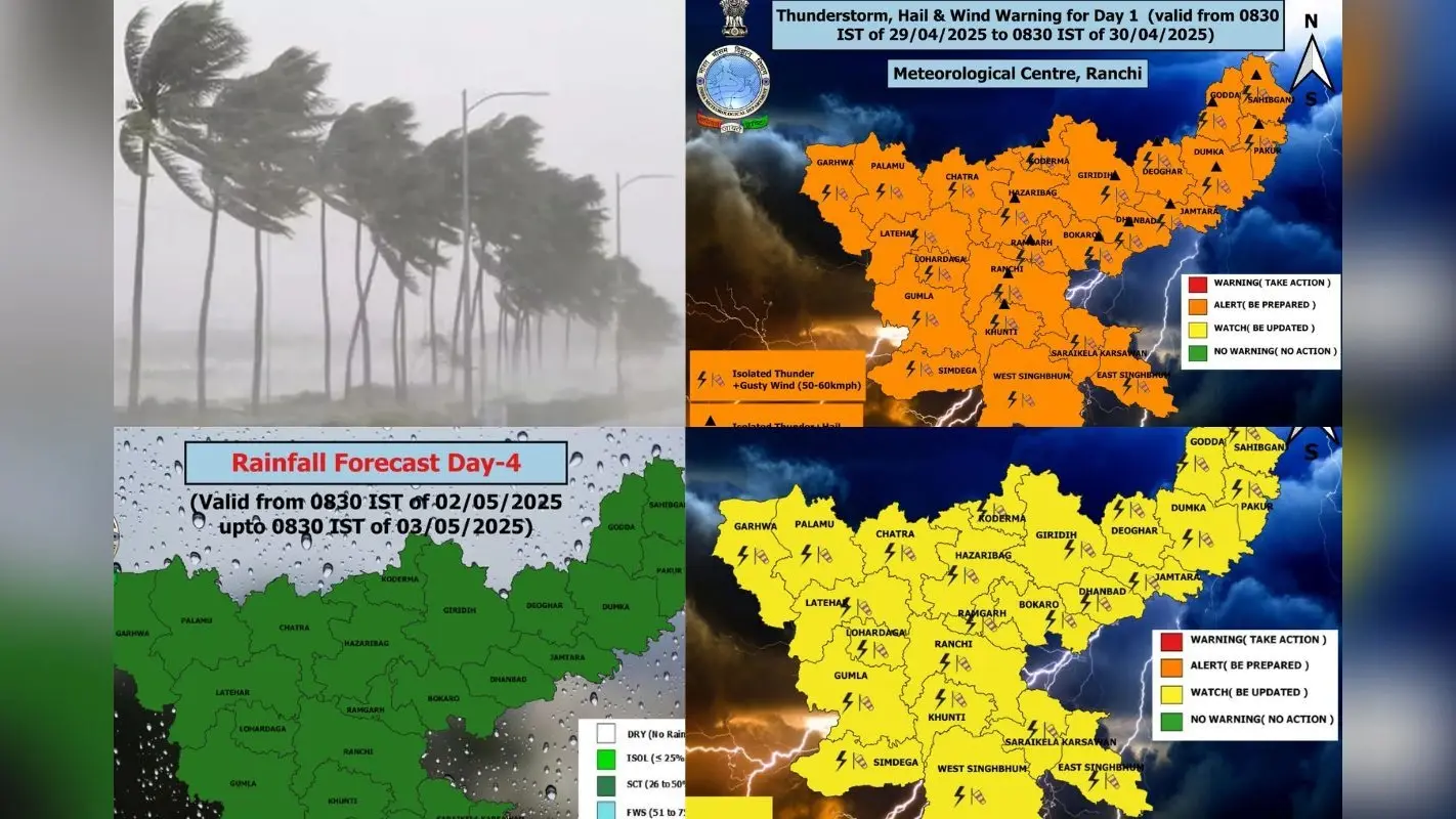Jharkhand Weather: झारखंड में आंधी-तूफान के साथ झमाझम बारिश, वज्रपात की चेतावनी, 3 मई तक कूल-कूल