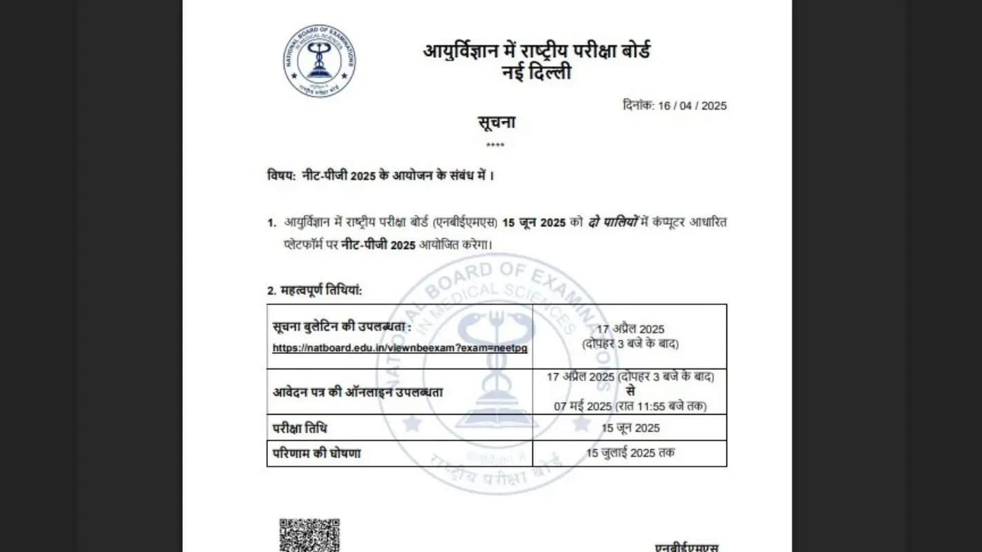 NEET PG 2025 Notification Out: नीट पीजी के लिए रजिस्ट्रेशन शुरू, यहां देखें आवदेन संबंधित पूरी जानकारी