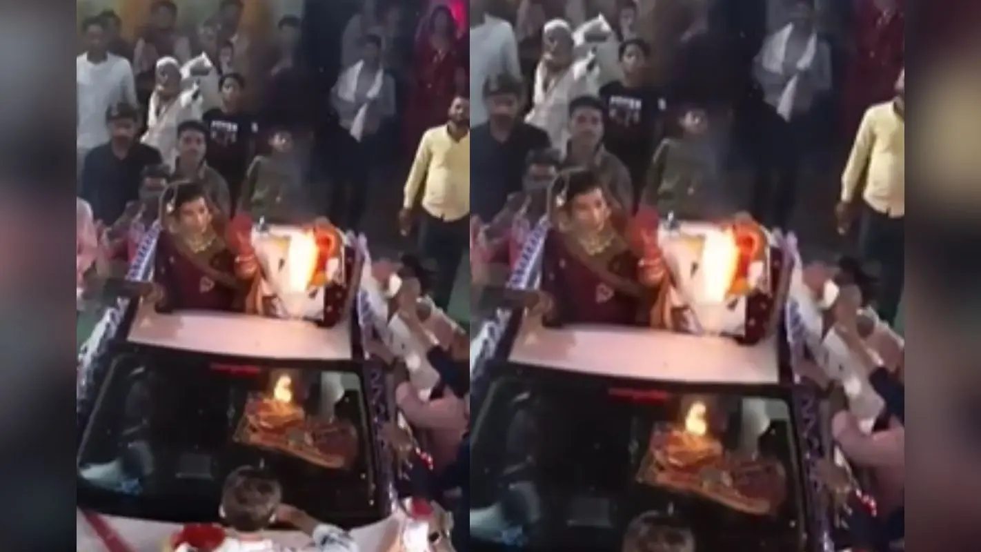 शादी के दिन दूल्हे को जलाते हुए दुल्हन का वीडियो वायरल!