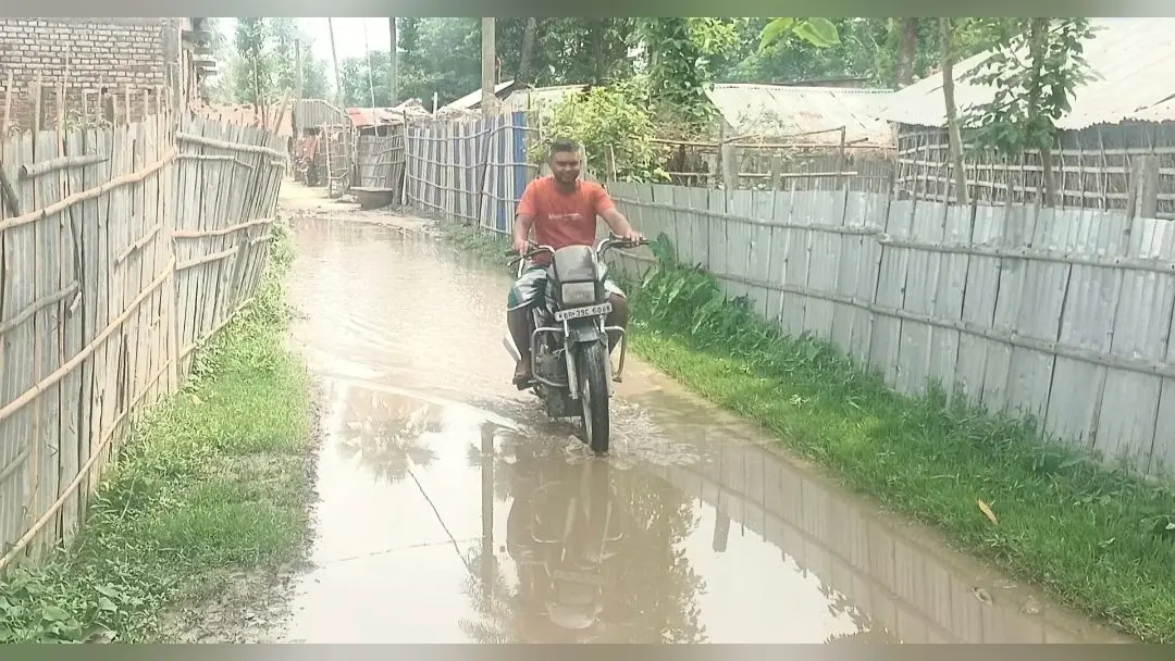 बारिश से नवादा गांव की सड़क पर जलजमाव बनी समस्या