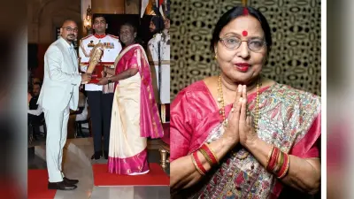 लोकगायिका शारदा सिन्हा को मिला मरणोपरांत पद्म विभूषण, बेटे ने राष्ट्रपति से ग्रहण किया पुरस्कार