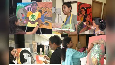 Women Painting Workshop: रांची में महिला चित्रकारों ने बनायीं बोलती तस्वीरें, पेंटिंग में दिखा जलवायु परिवर्तन का दर्द