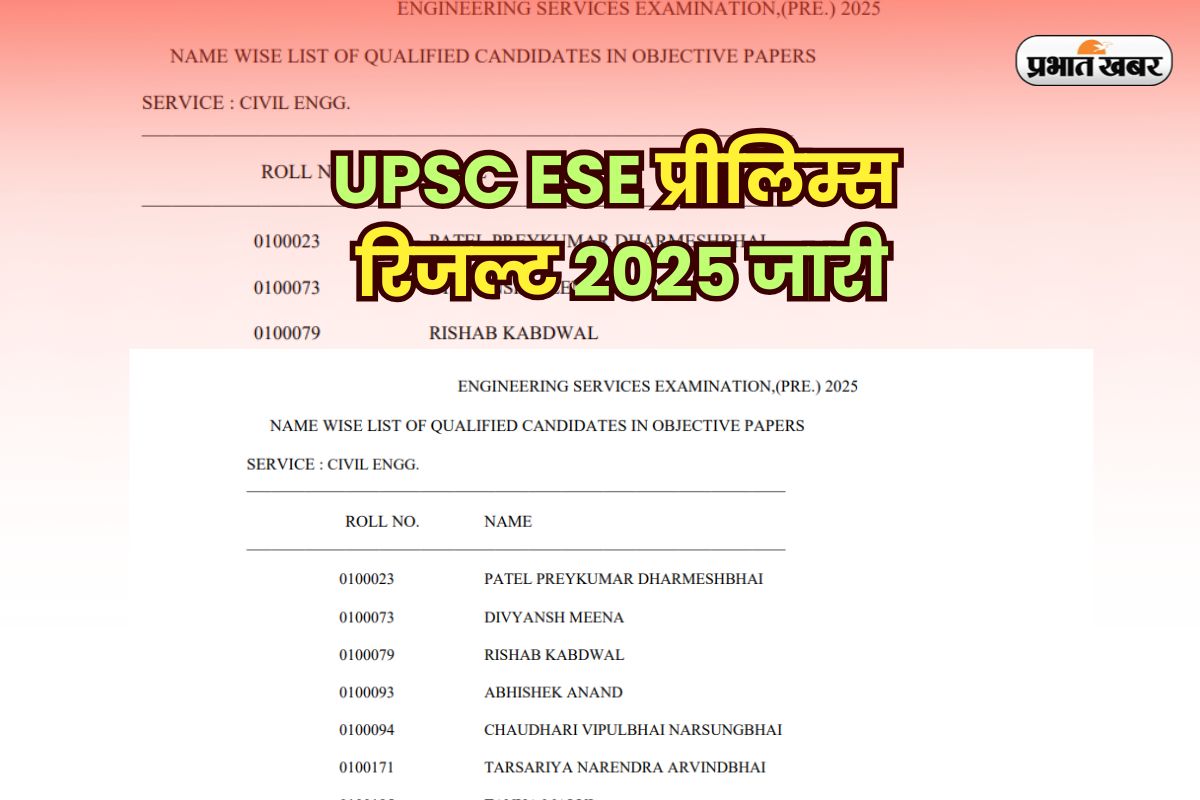 UPSC ESE 2025 Prelims Result OUT: UPSC ESE प्रीलिम्स रिजल्ट 2025 जारी, मेंस परीक्षा 10 अगस्त को होगी