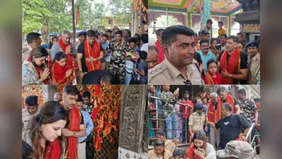 साक्षी और जीवा के साथ धौनी ने की सोलहभुजी मां दिउड़ी की पूजा, उमड़े प्रशंसक, एक झलक पाने को थे बेताब
