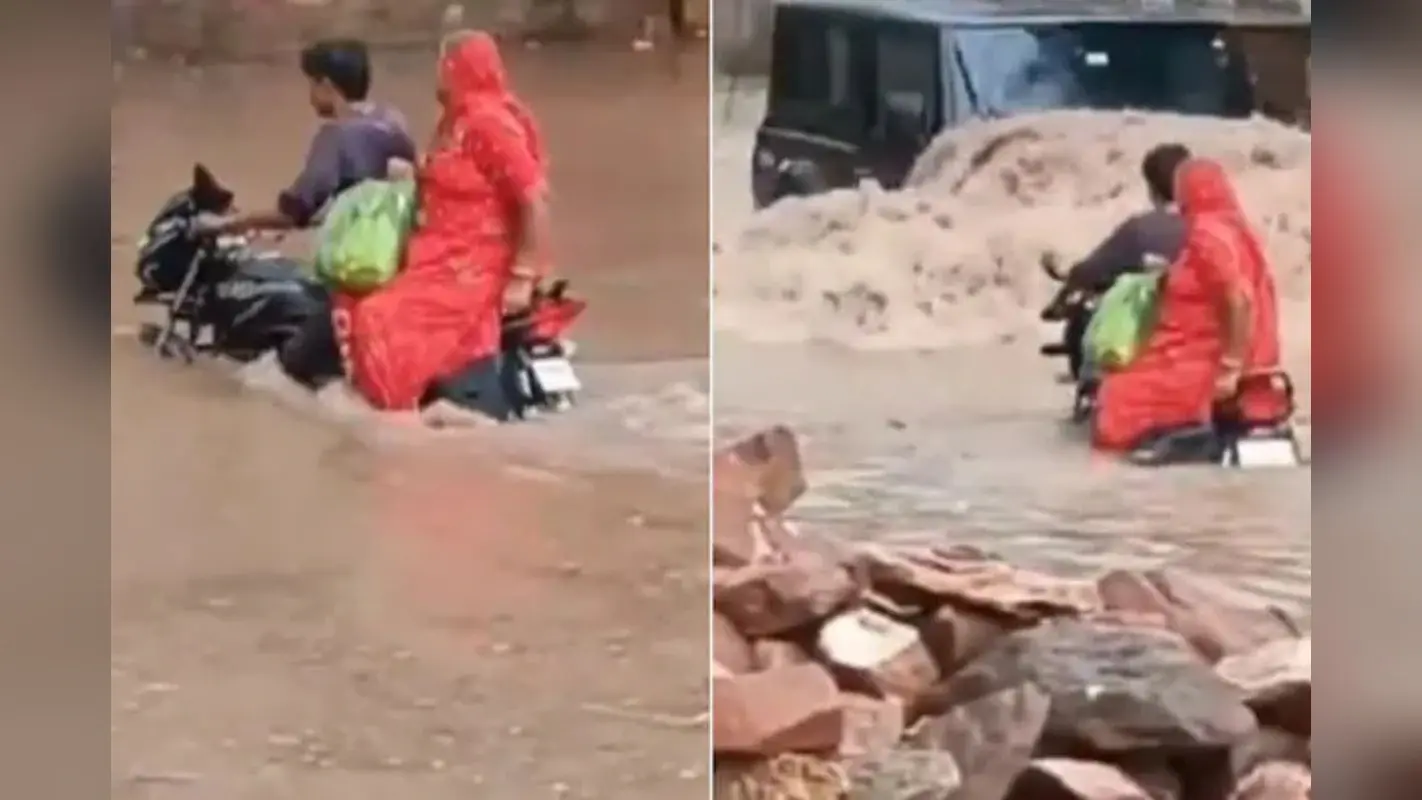 Viral Video: पानी से लबालब भरी सड़क पार कर रहा था शक्स, THAR वाले ने किया कुछ ऐसा, लोगों ने खूब सुनाई खरी खोटी