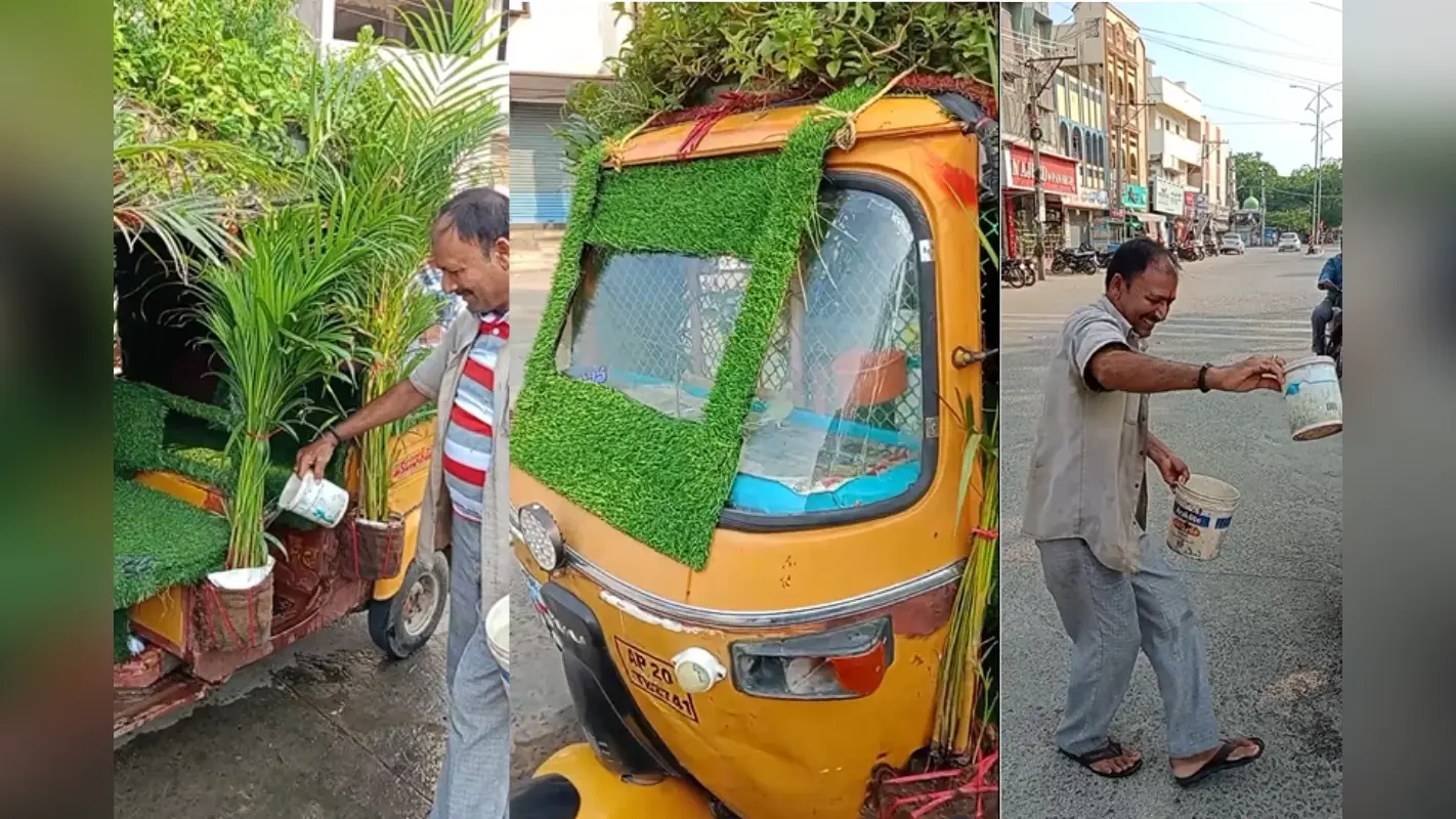 Viral Video: ऑटो बना चलता फिरता गार्डन, घास की सीट पर बैठेंगे पैसेंजर
