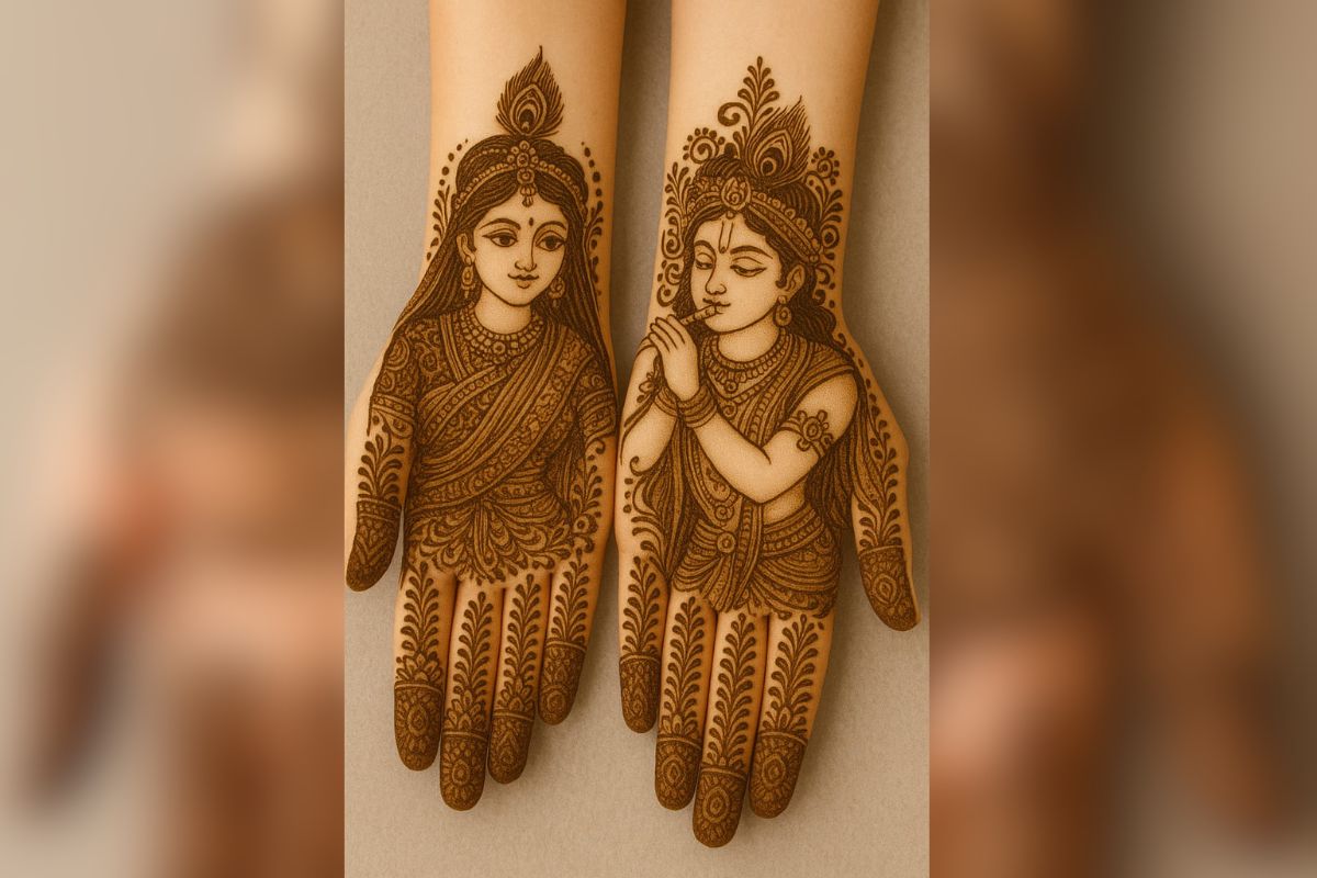 Janmashtami Mehndi Design idea for radha krishan