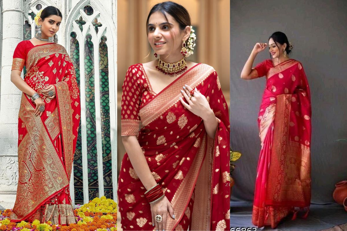 Ganesh Chaturthi Red Saree Look 2025