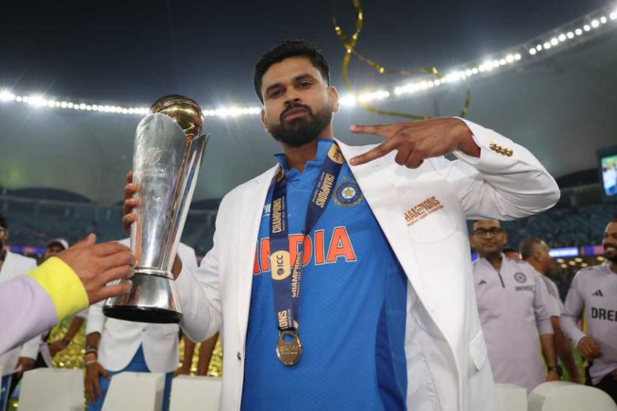 Shreyas Iyer With Trophy after Winning Champions Trophy