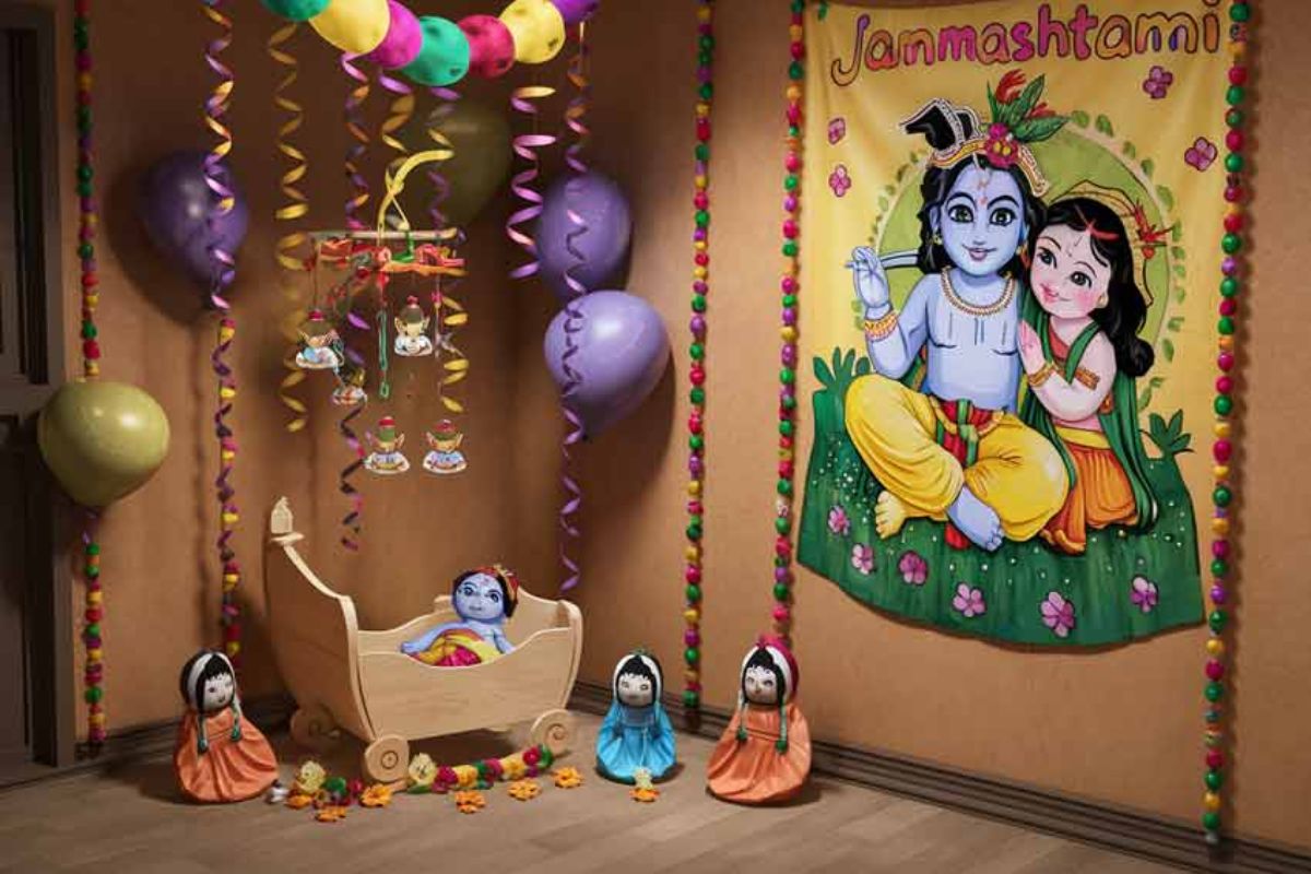 janmaashtmi unique decoration idea for wall decoration