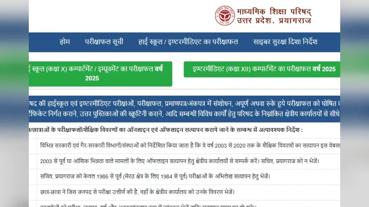 UP Board Supplementary Result 2025 Out: यूपी बोर्ड 10वीं और 12वीं कंपार्टमेंट का रिजल्ट जारी, यहां सबसे पहले देखें