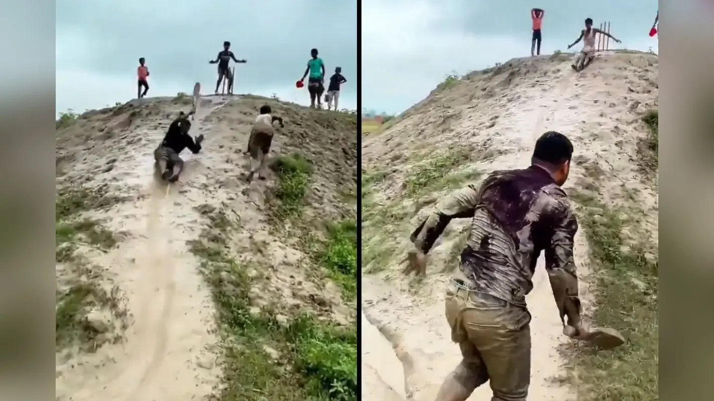 Viral Video: रन लेने के लिए चढ़ना होगा पहाड़, रनआउट का टेंशन भी खत्म, देखें फनी वीडियो