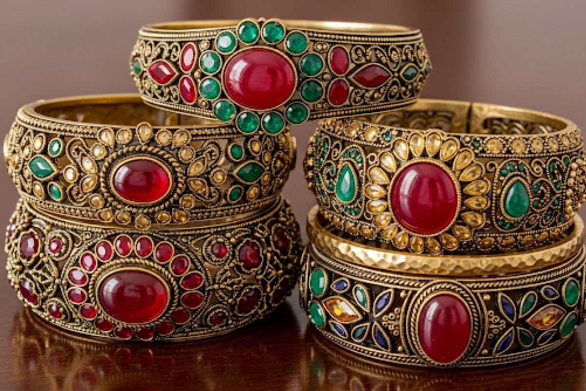 Stone Work Red Bangles(AI image)