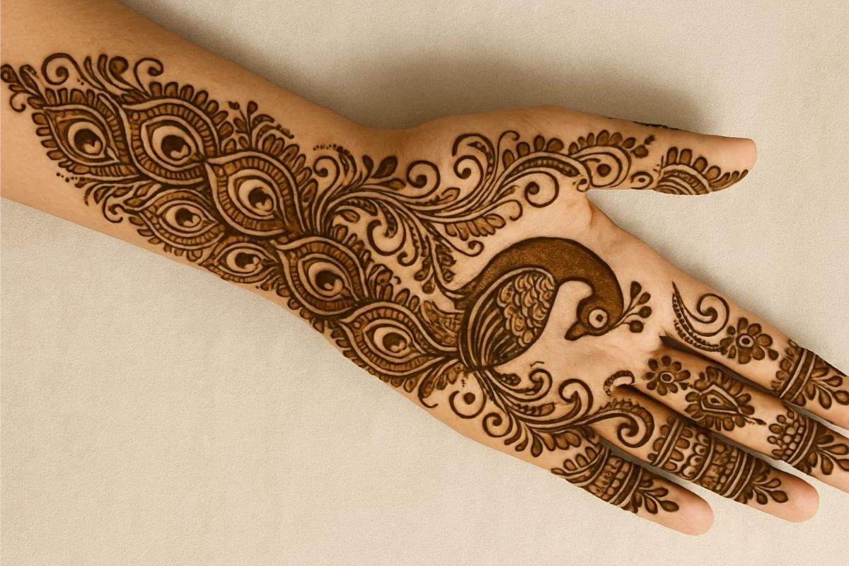 beautiful peacock mehndi design
