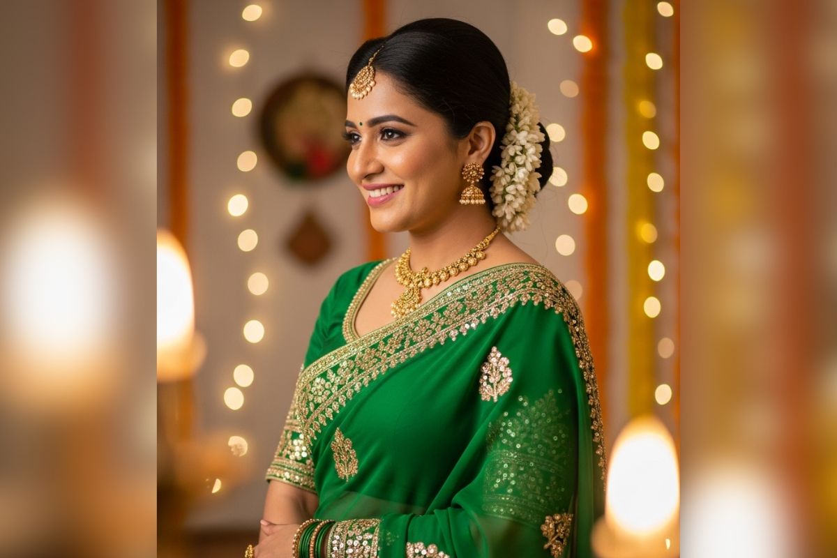 green saree design