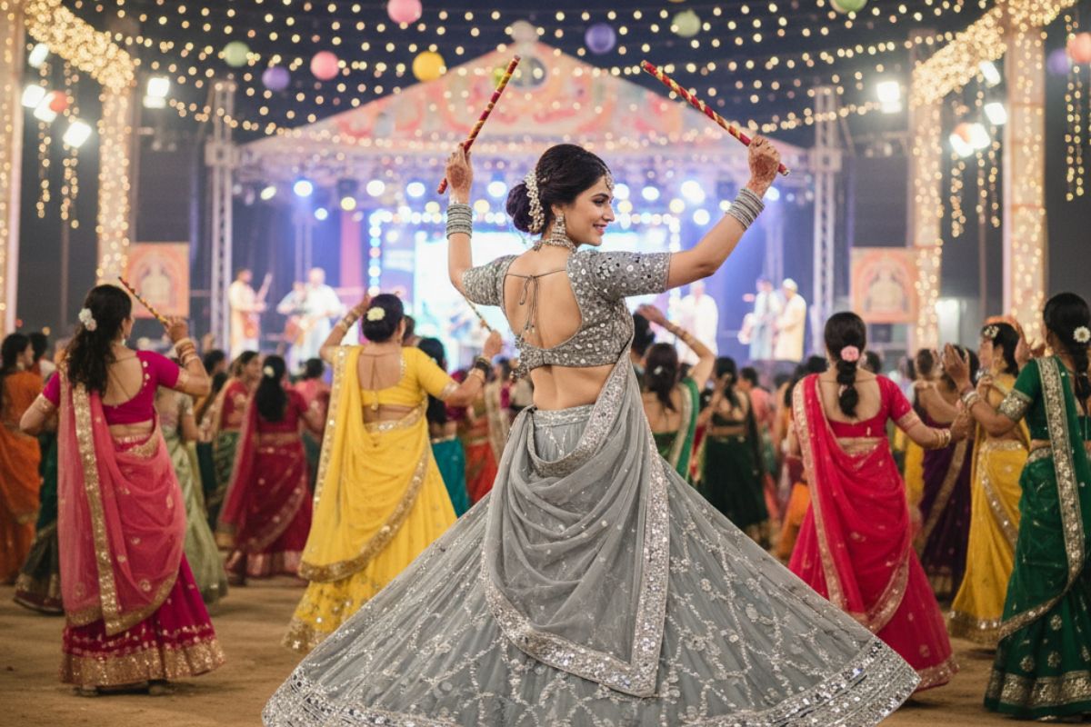 grey lehenga