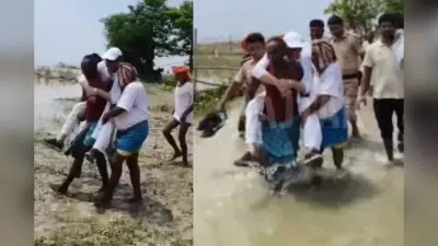 Video: बिहार में वोटर के कंधे पर सवार होकर बाढ़ का निरीक्षण करने पहुंचे कांग्रेस सांसद, वीडियो वायरल