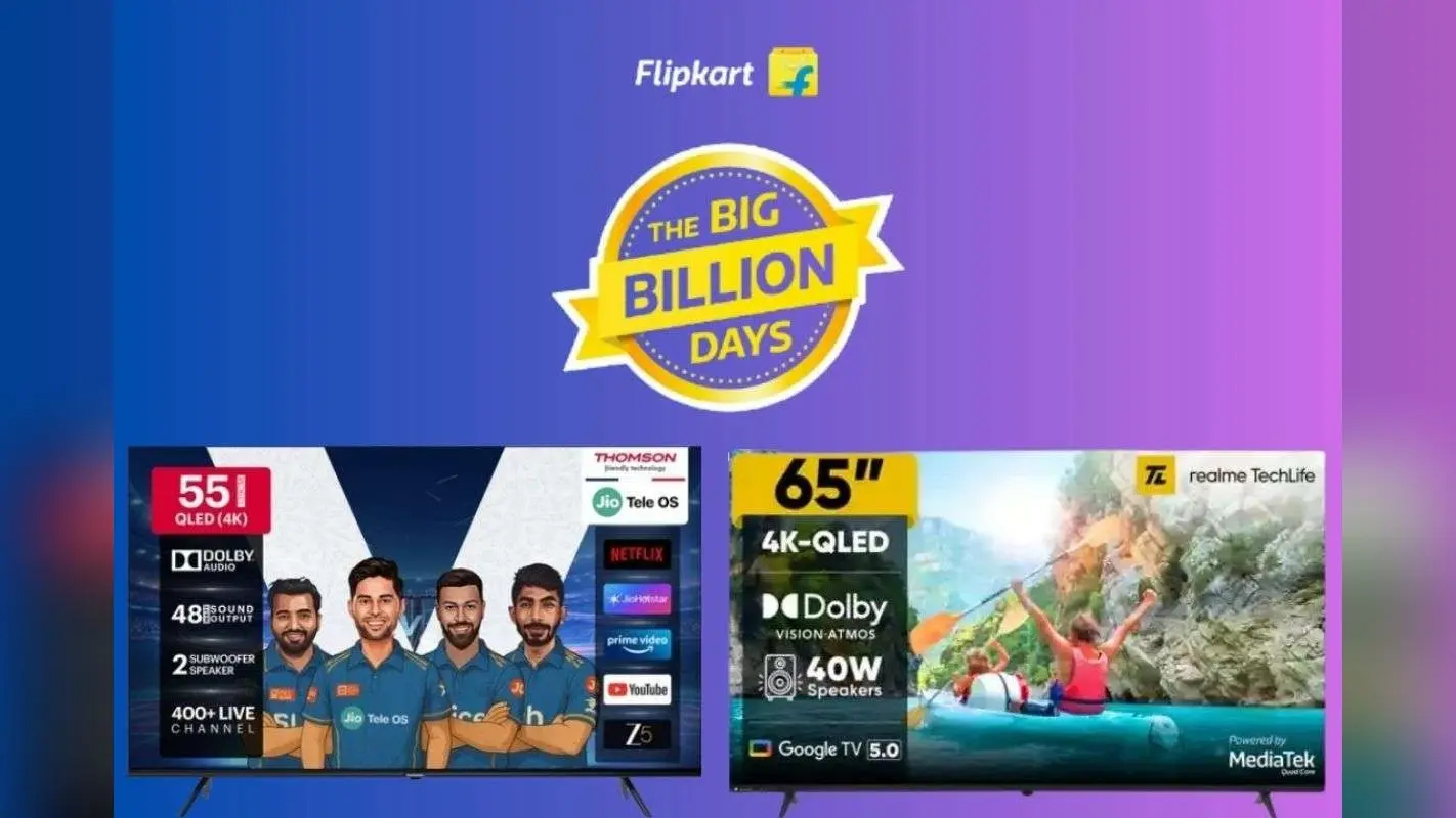 Flipkart BBD Sale में 55 से 75 इंच के Smart TV आधी कीमत में! बड़ी स्क्रीन के साथ सस्ते में घर बनेगा थिएटर